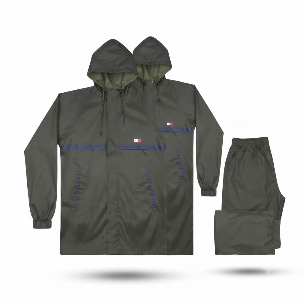 Heavy Duty Waterproof Rain Suit for Men & Women | Hooded Jacket & Pant Set with Zipper Pockets | Lightweight Breathable Reusable Polyester Rainwear for Motorcycle-image-33