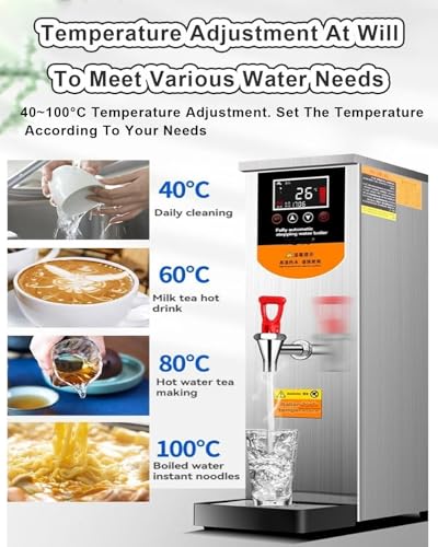 Electric Hot Water Dispenser - 8L Large Capacity Stainless Steel Hot Drink Dispenser, Temperature Adjustable (40-100°C) + Water Output: 60L/H, for Office, Cafe, Restaurant,Black