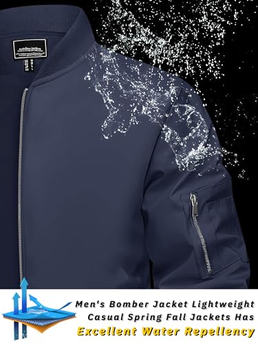 Tacvasen TCTJ-202-9937-NAVY-L Mens Bomber Jacket Lightweight Men'S Jackets Casual Men'S Casual Jacket Outdoor Windbreaker Lightweight Bomber Jackets Varsity Jacket thumb #1
