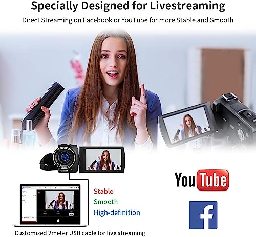 Caméscope 4K idéal pour le vlogging de voyage avec objectif grand angle et micro externe
