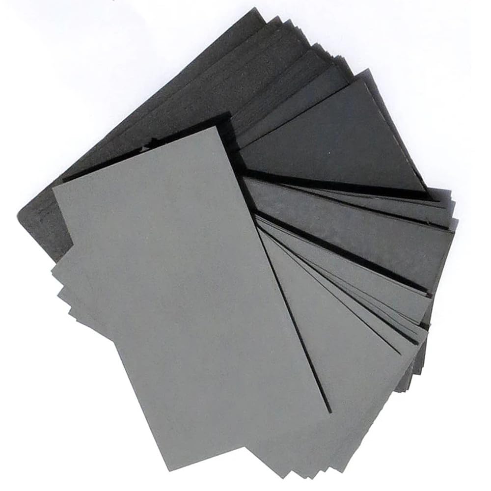 70 piezas de papel de lija húmedo y seco, grano 600/800/1000/1200/1500/2000/2500, hojas abrasivas para madera, muebles, pulido automotriz