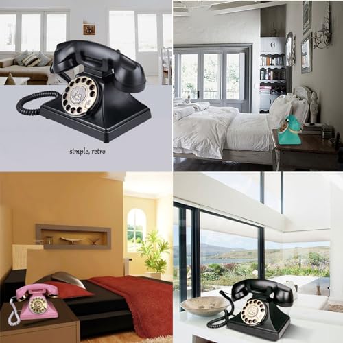 Teléfono fijo retro vintage estilo europeo rosa miniatura 5