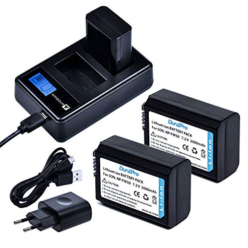 kit Carregador Duplo Antorium +2x bateria NP-FW50 Sony A7ii A7 A6500 A6400 A6300