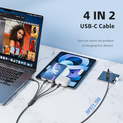 USB C Splitter Multi Charging Cable,USB A/C to USB C Charging Cord,Dual Type C Charger Cord,4 in 2 Multi Charger Cord with 4 Type-C Connectors Compatible with iPhone16/15/Cell Phones Tablets and More. by MPATIBY - Image 5