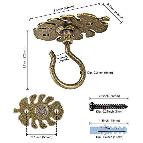 Dolibest-Wall-Mount-Ceiling-HooksPlant-Hooks-for-Ceiling-Metal-Plant-Bracket-Iron-Wall-Mount-Lanterns-Hangers-Hooks-for-Hanging-Plants-Lights-Outdoor-Wire-Fairy-Lights-Wind-Chimes-Bronze2PCS
