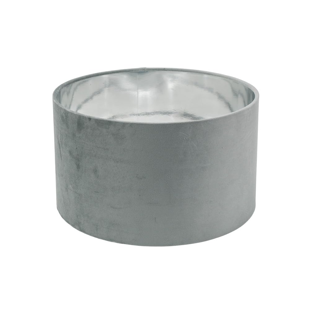 ValueLights Reni Pale Grey Velvet with Chrome Inner Easy Fit Ceiling Lamp Shade | Size: Medium
