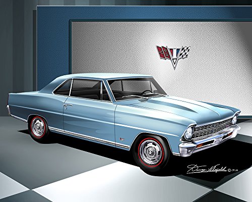 Amazon.com: 1967 CHEVROLET NOVA SS NANTUCKET BLUE - ART PRINT