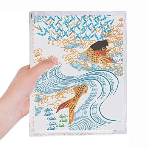 Cahier reliure spirale rechargeable avec motif de peinture japonaise poisson