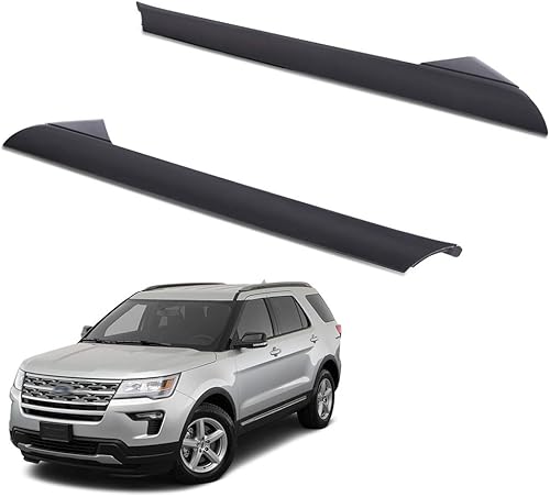 VRracing Un par de moldura exterior de parabrisas compatible con Ford Explorer 2011-2019, lado izquierdo y derecho, color negro, 38.2 x 6.5 x 2.4 in