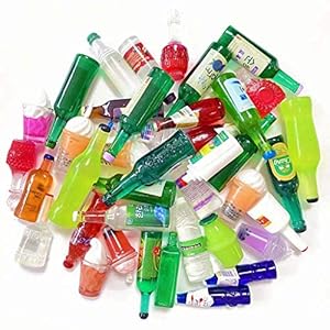 Juland 40 stuks mini hars wijnflessen miniatuur bierflessen poppenhuis eetkamer eettafel decoratie kleurrijke sapflessen…