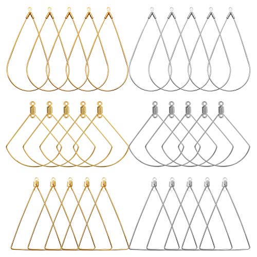 120 Pcs Beading Hoop Earrings Finding Geometric Pendant Teardrop Triangle Scallop Earrings Connector Diy Crafts For Earrings Necklace Bracelet Jewelry Making Women Girl Gifts #TOP5
