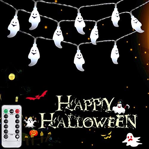 SYIHLON Halloween Ghost Lights 8 Modes,10.8ft 30LEDs 3D Ghost Lights with Remote Control,IP65 Waterproof Battery Operated Fairy String Lights for Halloween Bar Outdoor Indoor Decor