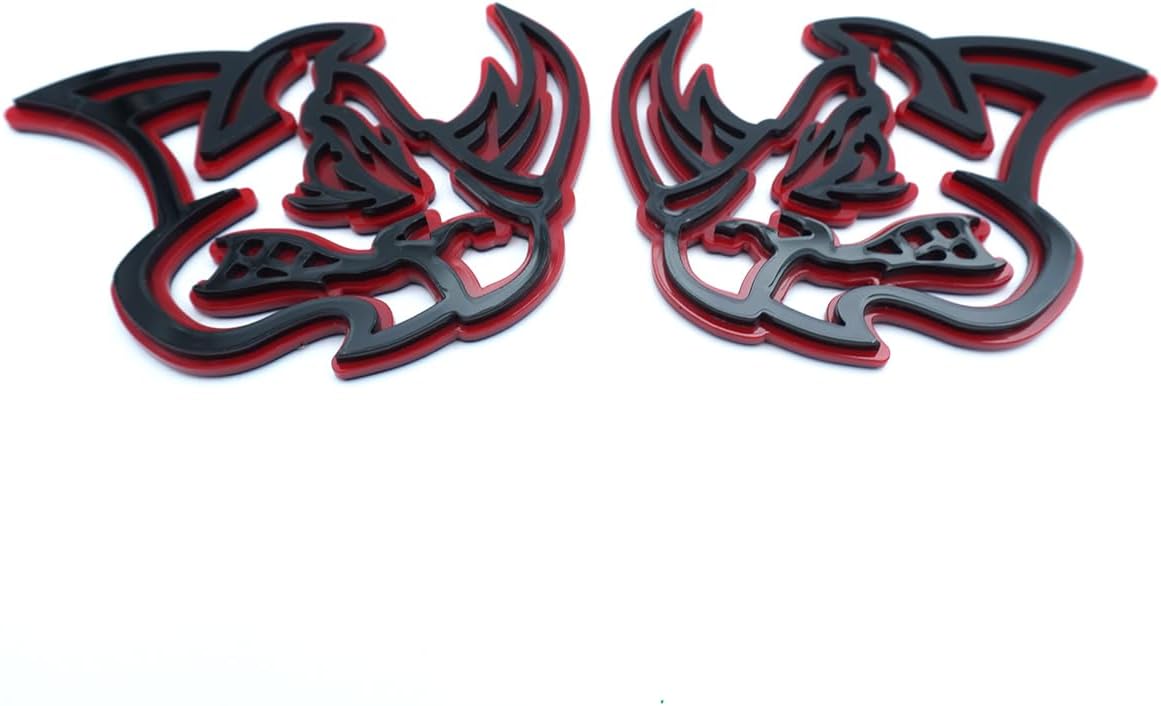 Pair Set Rhino Car Emblem 3D Badge Custom New Decal Replacement for Universal Car Vehicle, Truck, Motorcycle Door Window Decoration (Redline)