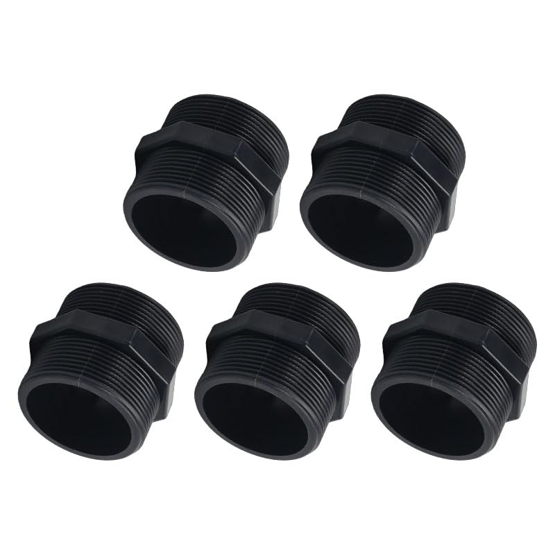 5 Pcs PVC Male to Male Hex Nipple, 3/4 inch & 1 inch BSP Threaded Connector for Water Treatment and Pipe Fittings