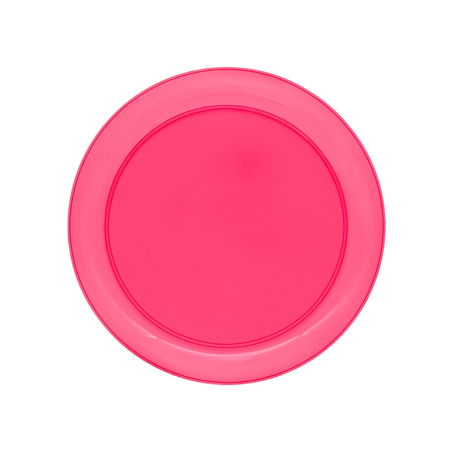 Party EssentialsParty Supplies Bright Assortment Disposable Plastic Dinnerware for Decorations, Birthday, Baby Shower, Bachelorette, 6-Inch, 40-Count, Neon Pink
