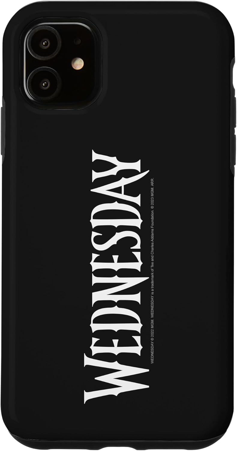 iPhone XR Wednesday TV Show Original Black & White Text Logo Case