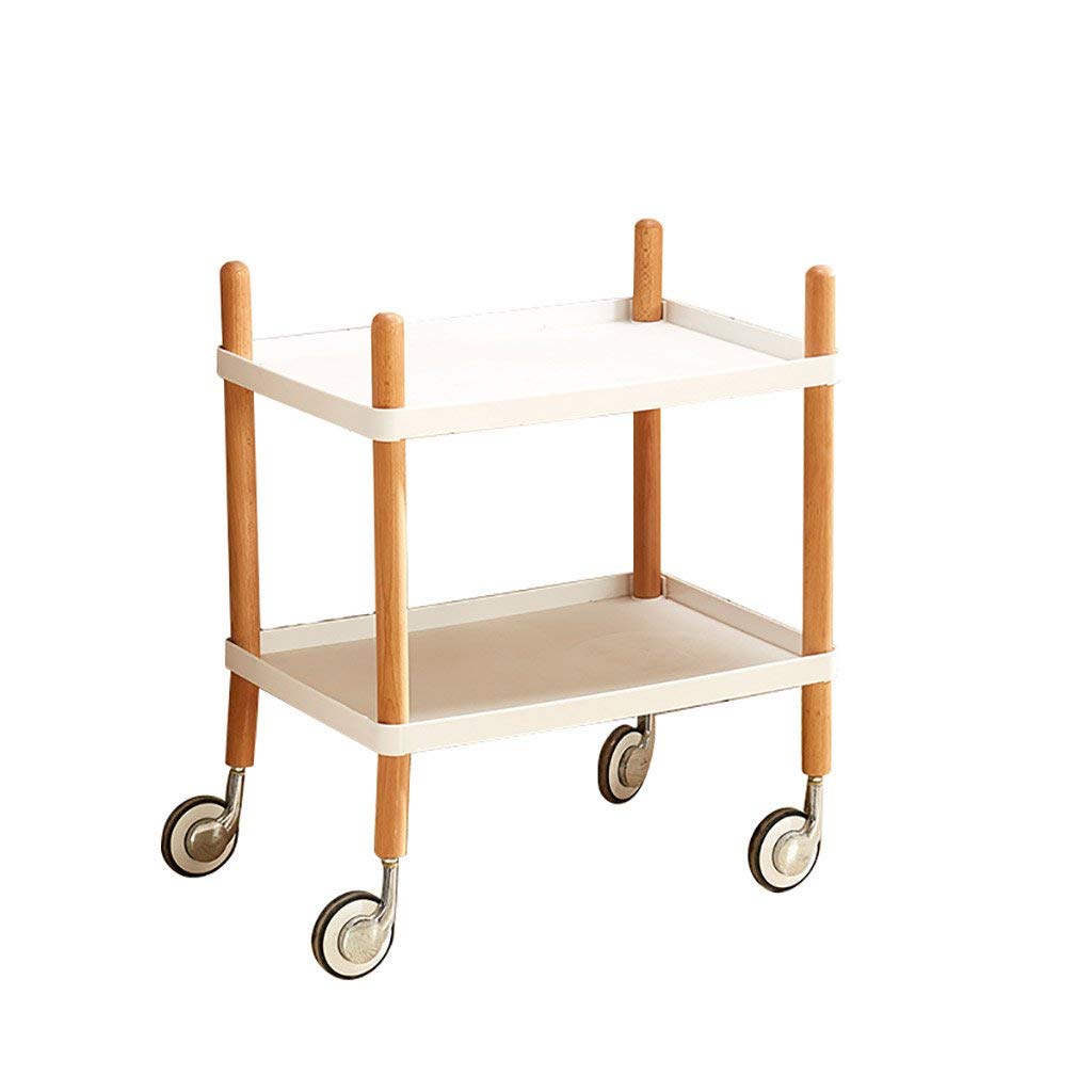 Carrito de servicio de madera con bandeja PP de 2 niveles para comedor