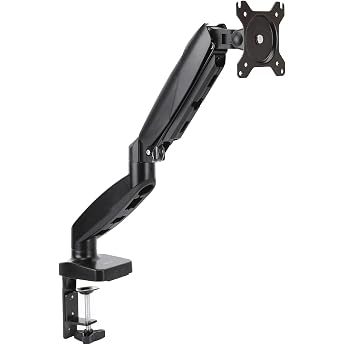 Amazon Basics Gas Lift Monitor Arm for Desk Mounting, Adjustable Tension, for 15-27 Inch Monitors, Supports 2.0 kg - 7.0 kg, 