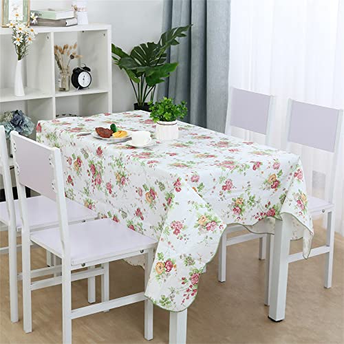 Uxcell Home Picnic Plastic Vinyl Rectangle Rose Pattern Water Oil- Tablecloth Table Cloth Cover Pink 41 X 60 Inch #TOP1