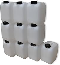 kanister-vertrieb® Pack of 10 5 L Water Canisters Plastic Canisters Natural BPA Free DIN45