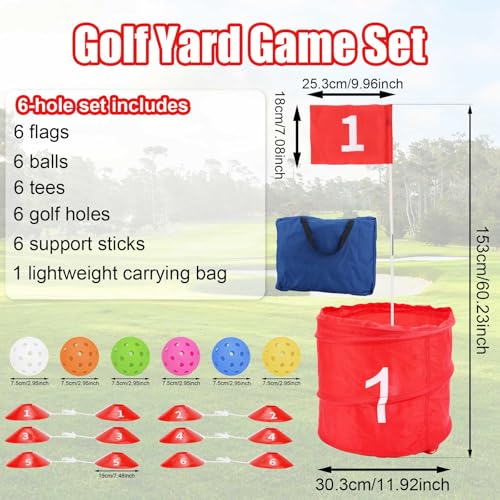 Golf-Hofspiel, 6-Loch-Golfspiele Golfspielset für den Garten Golf-Übungsspiel für Erwachsene Kinder Rasen Strand Hof Campingpark