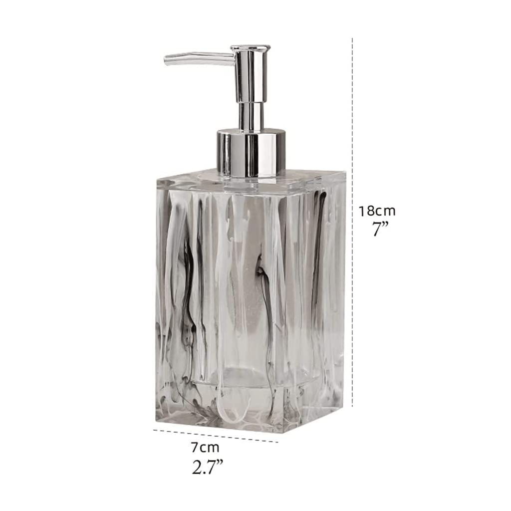 Distributeur de Savon en résine de 17 oz Distributeur de Pompe à Savon Rechargeable Forme carrée Bouteille de Lotion Transparente pour l'huile Essentielle de Cuisine