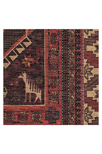 Ruggable Zareen Washable Rug - Perfect Boho Area Rug For Living Room Bedroom Kitchen - Pet & Child Friendly - Stain & Water Resistant - Scarlet Red 8'X10' (Standard Pad) #TOP2