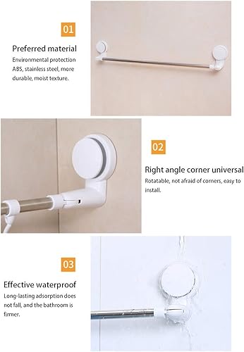 Miniatura 2 de Toallero retráctil multiusos de acero inoxidable, colgador de cocina, sin perforaciones, se puede instalar en la esquina, con 6 ganchos desmontables