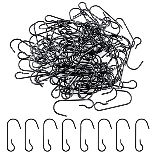 ZZLZX Ornament Hook 100PCS Black Christmas Ornament Hooks Bendable Metal Wire Hanging Hooks for Christmas Tree Halloween Party Ball Decor, Christmas Ornament Hangers