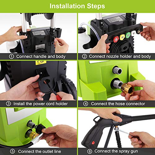 3800PSI Electric Pressure Washer,3.0GPM Electric Power Washer 2000W High Pressure Washer with Hose Reel for Cleaning Cars Houses Driveways Fences Patios Garden (Green)