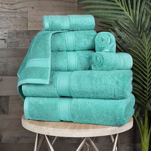 superior egyptian cotton ultra plush & absorbent, 4piece set, turquoise