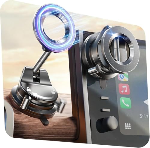 LISEN Soporte Móvil Coche Magsafe, [15+KG Vacío Ventosa & 20N Imán] Suporte Magnetico Telemovel Carro, iPhone Soporte Telefono Coche, Magsafe Car Mount para iPhone 16 Pro MAX iPad Air 17