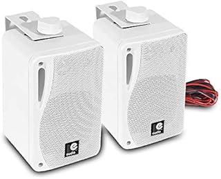 E-Audio B416 Wall Mount Speakers with Brackets Background Music Home Hi-FI Stereo PA 3 Inch 3-Way 80w White