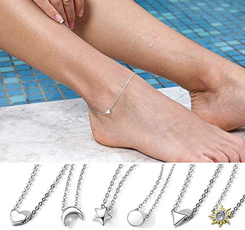 Chicsilver Dainty Ankle Bracelet, Rose Gold Plated Sterling Silver Tiny Love Heart Charm Anklet Fashion Cute Ankle Chain Lucky Foot Jewelry Boho Beach Anklets For Women #TOP7