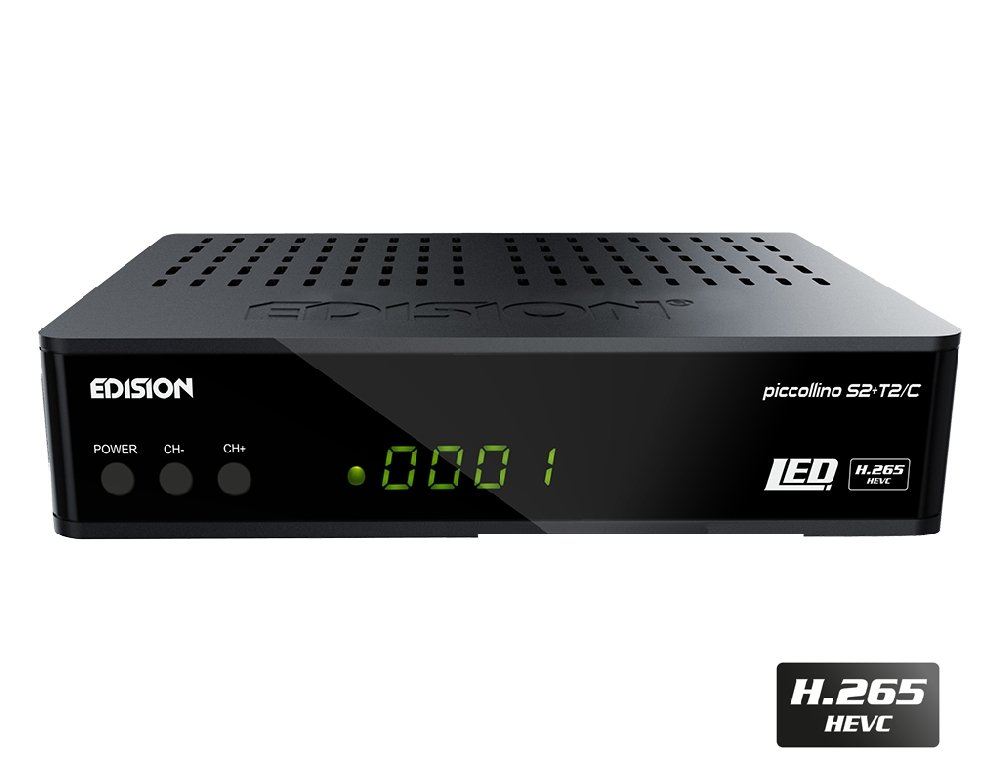 Edison Piccollino S2+T2/C Full HD Satelliten-Kabel-Receiver FTA HDTV DVB-S2/C/T2 (HDMI, AV, USB 2.0,Display,IR-Auge,CA,LAN) Deutsch vorpr.inkl.Wlanabel und HDMI Kabel