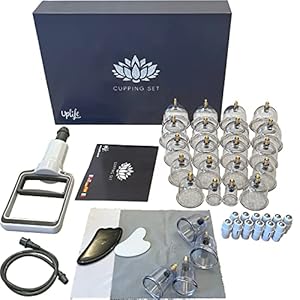 Uplife Schröpfgläser mit Vakuumpumpe (24 Stück) + 2 Jade Gua Sha Steinen + 2 Mikrofasertüchern | Deutsche Bedienungsanleitung |schröpfgläser silikon Cupping Schröpfen