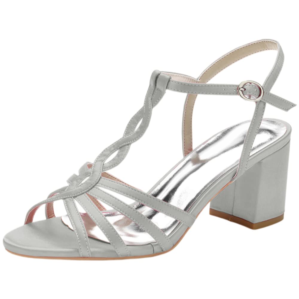 Sandales à lanières femme 39.5 argentées à talons carrés confortables - 3
