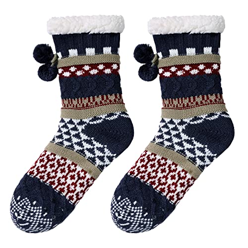 Image of Chassic Sherpa Lined Slipper Socks for Women, Non-Slip Cozy Winter House Socks, Soft Fuzzy Socks, Gifts for Women & Ladies Stocking Stuffers