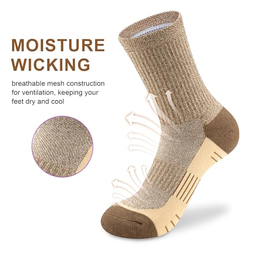 Image of Crew Socks Women Athletic Hiking Running Cushioned Compression Socks 3-5 Pairs