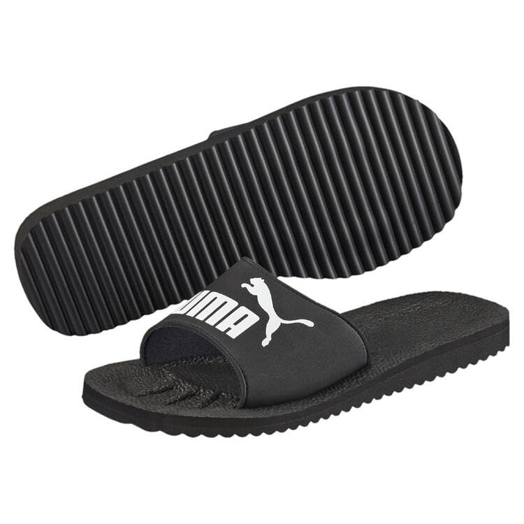 PUMA Unisex PURECAT 2.0 Slide Sandal, Black White, 43 EU, Puma Schwarz Puma Weiß, 43 EU