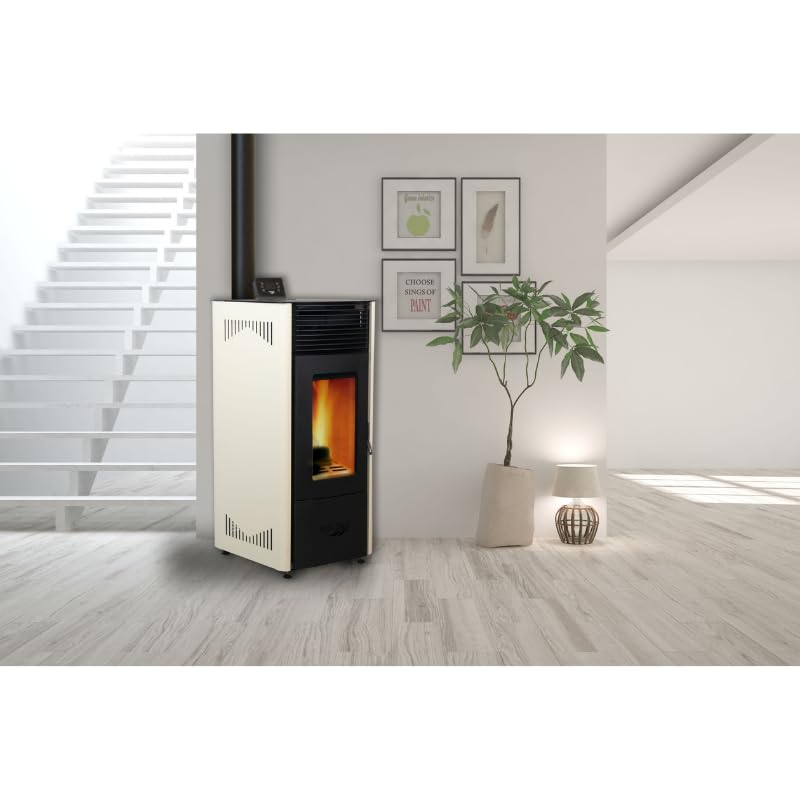 TODOPETS - ESTUFA PELLET ELBA 10 AUTOMATICA, 10KW PROGRAMABLE ECODESIGN COLOR BLANCO