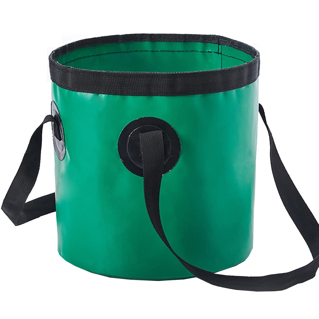 DUNAKE Faltbarer Eimer Camping, Klappbares Waschbecken, Multifunktionaler Tragbarer Wassereimer, Faltbare Runde Wanne Mit Griff, Für Reisen, Camping, Angeln, Gartenarbeit (Color : Green, Size : 10L)