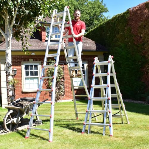 BPS® Telescopic Multi Purpose Ladders | Aluminium Ladder | Step Stair Ladder | 150kg Weight Rating | EN131 Certified | Size: 3.00m