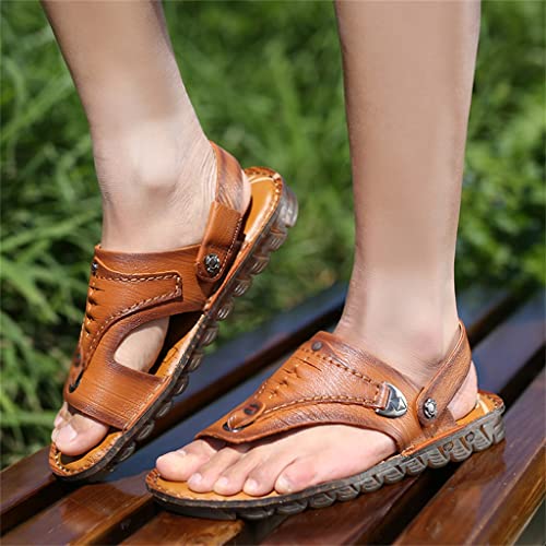 Flip Flops Mens Sandals Slippers Genuine Leather Beach Shoes Men's Trend Soft Casual Men's Non-Slip Two Uses Sandals(41)2