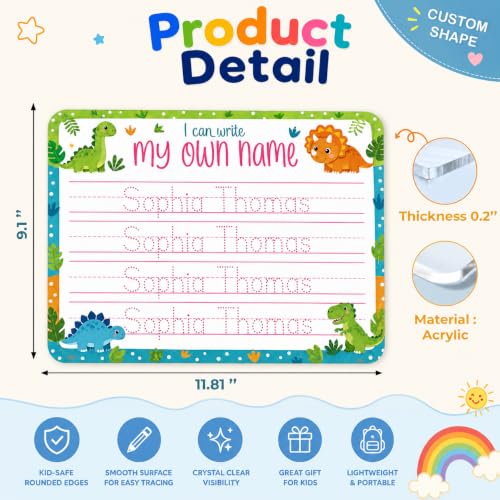 Custom Kids Acrylic Tracing Board - Personalized Back to School Gifts for Kids, Name Writing Practice Board with Dry Erase Marker, Reusable Handwriting Learning Mat for Preschool Kindergarten (1) - Image 7
