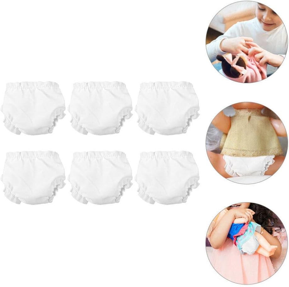 NUOBESTY Adjustable Doll Underpants 6-Pack Baby Doll Underwear Soft Cloth Reusable Diapers for 12 Inch Dolls Pretend Play Accessories