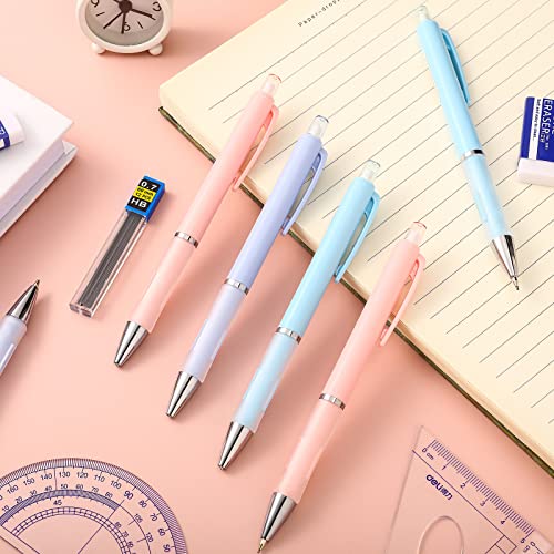 6 Set Pastel Mechanical Pencil 0.7 Mm Cute Pencils Starter Automatic Fun Pencils Retractable Plastic With White Eraser And Black Pencil Refill For Writing Drafting, Drawing, Sketch #TOP2