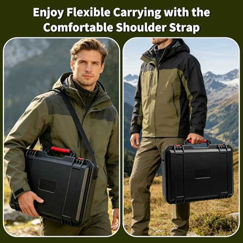 Waterproof Hard Case Fits Starlink Mini, Custom Foam Starlink Mini Dish Storage Box with Portable Dual Carry Options (Hand & Shoulder Carry), Stores Star Link Mini Accessories for Camping & RV Travel — view 5