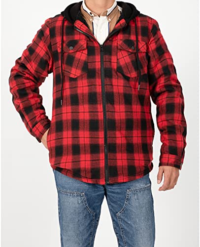 Image of ZENTHACE Mens Sherpa Lined Flannel Shirt Jacket with Hood,Full Zip