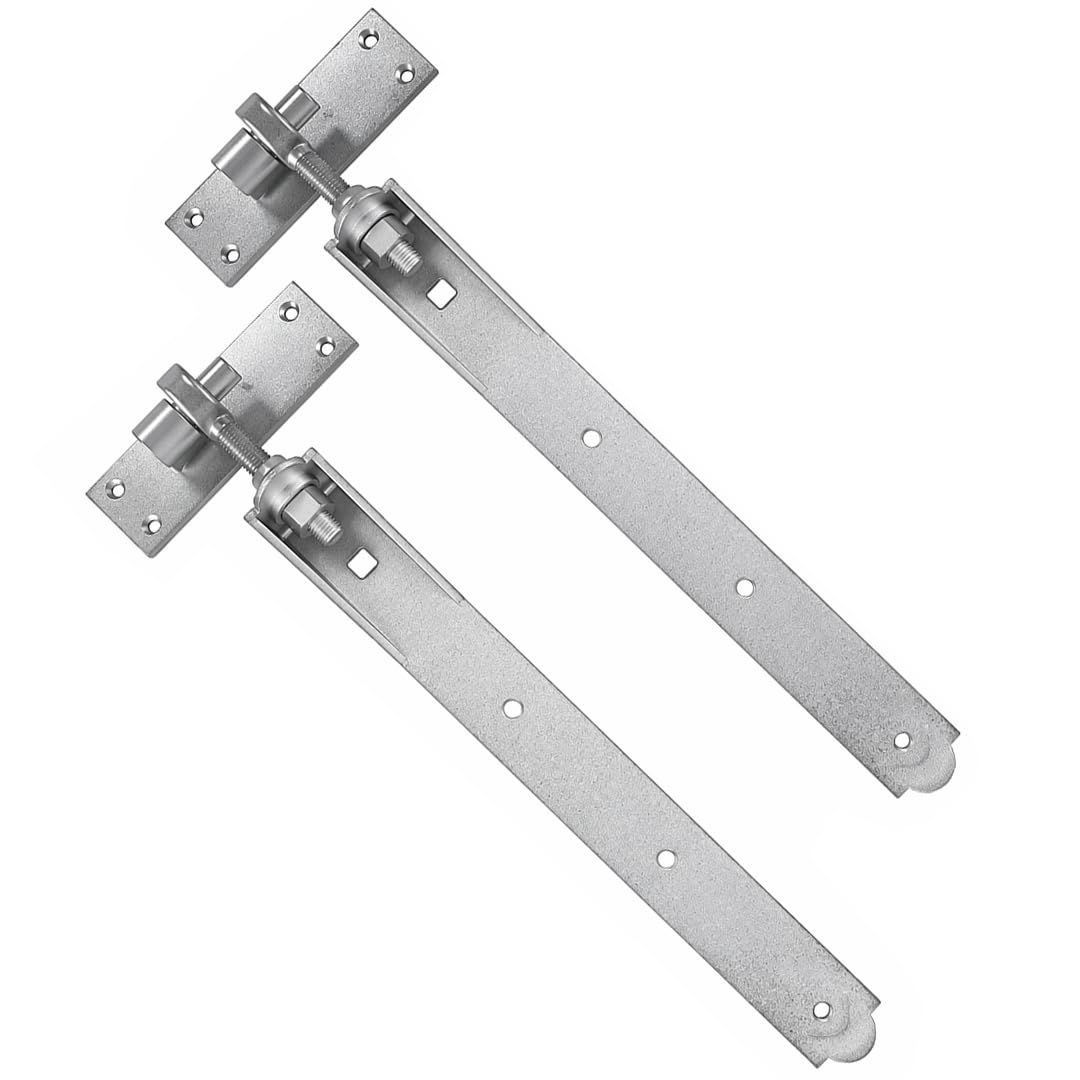 SCORPIO HARDWARE® Adjustable Gate Hinges Heavy Duty Hook and Band Black Galvanised for Garden Shed Door (Galvanised, 14"/350mm)